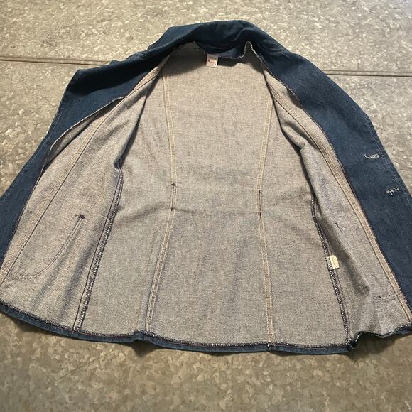 Vintage Wrangler Denim Jean Blazer Jacket Womens Medium Butterfly Collar Western - Picture 4 of 11